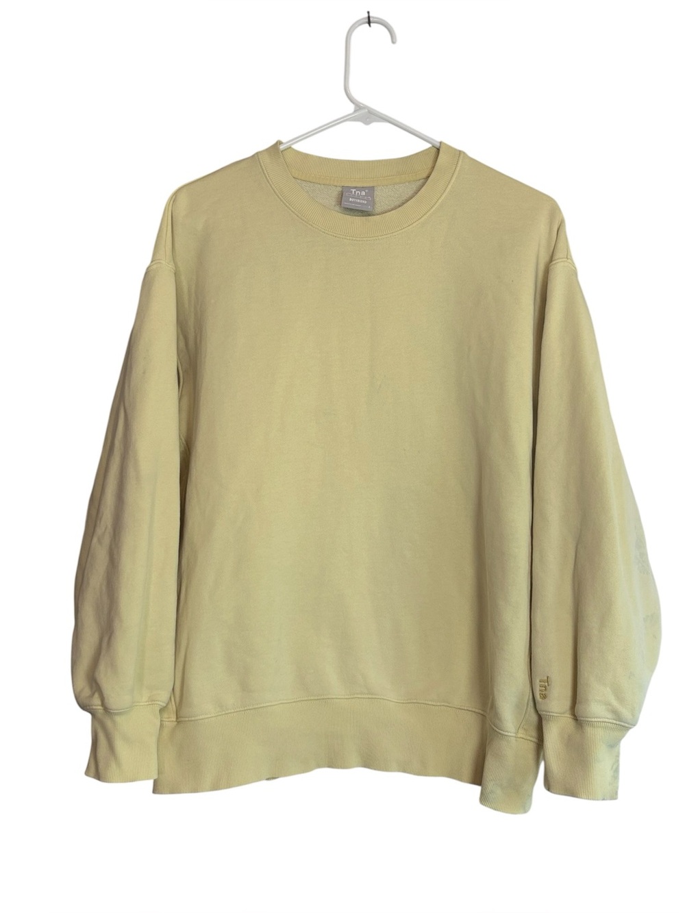 Tna Cozy Fleece Boyfriend Crew Sweatshirt Yellow Size Small Aritzia